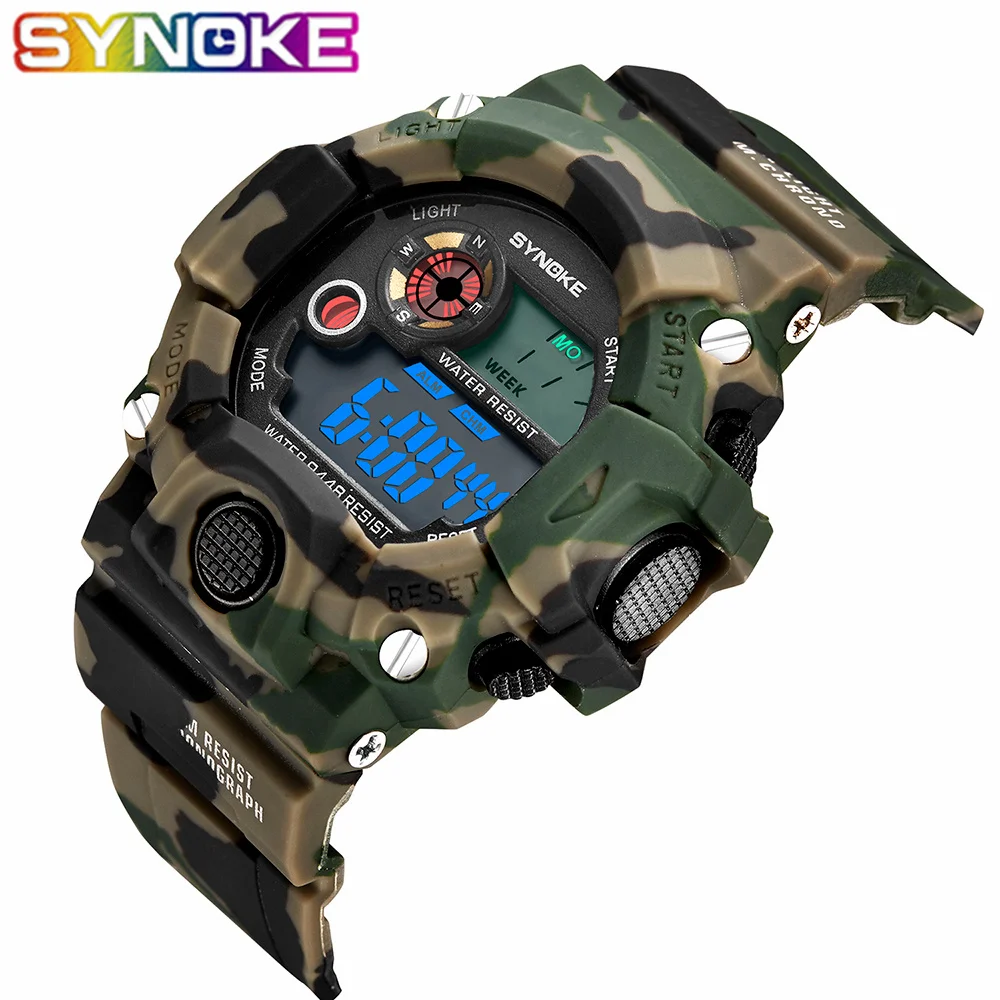 SYNOKE Relogio Masculino Military Multi Function Sports font b Watches b font Color Alarm LED Digital