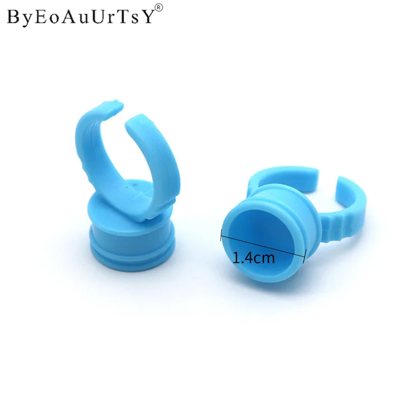 100pcs Plastic White Blue Eyelash Extension Glue Cups Ring for Eyebrow Permanent Makeup 6 Size Holders Container Tools           (49)
