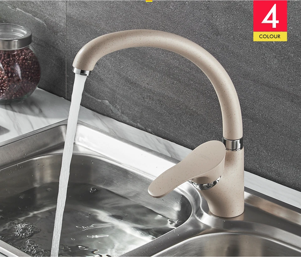 LEDEME Color Kitchen Faucet Mixer Water Tap Single Holder Single Hole Kitchen Faucets Spray Paint Rotation Rubinetto Cucina
