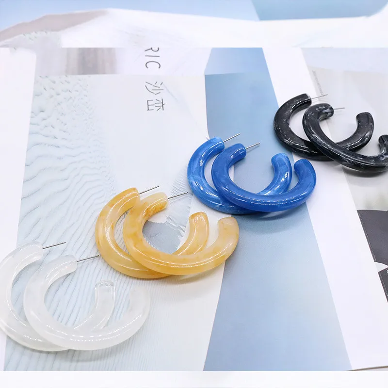 

Women Earrings Fashion Resin Color Earrings Multicolor Circle Transparent Simple Pop Gift New Jewelry Wholesale New