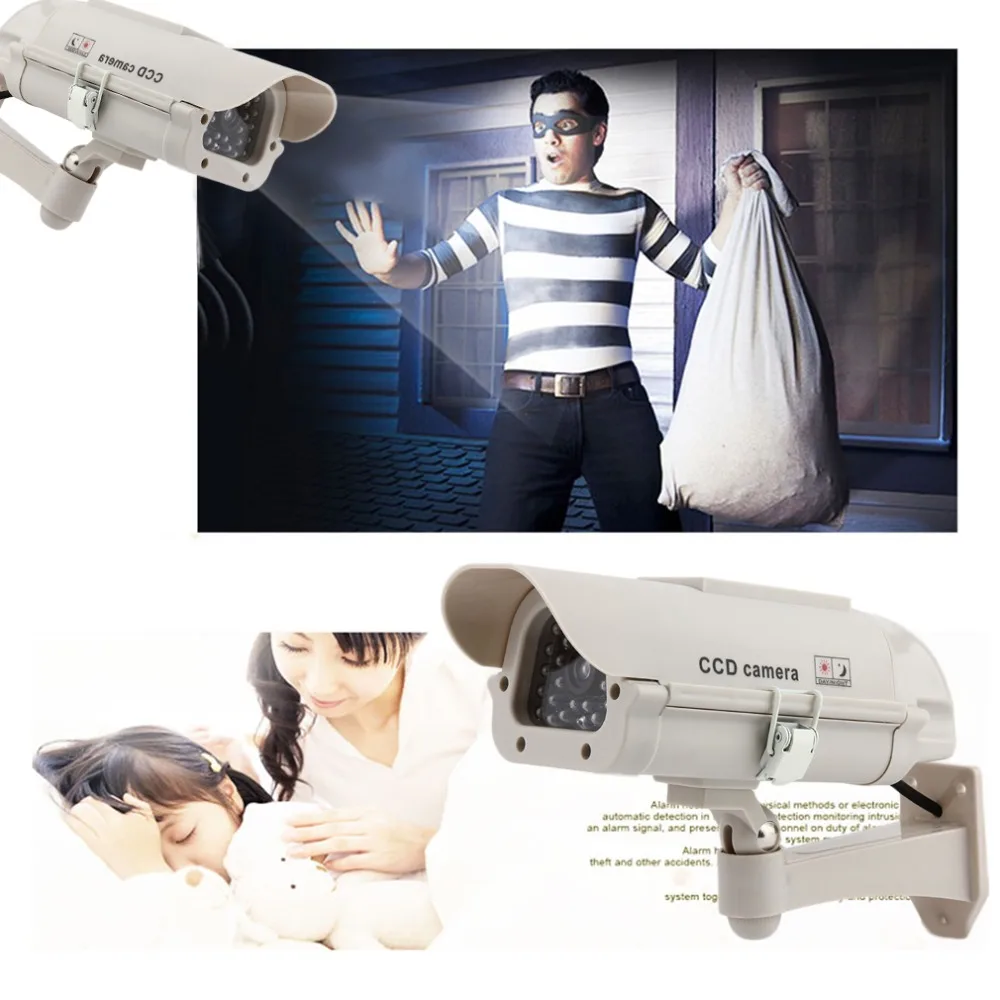 

Solar Energy Dummy Camera Outdoor Indoor Free Battery Fake Security CCTV CCD Camera Night Cam With Red LED Light MR-2300