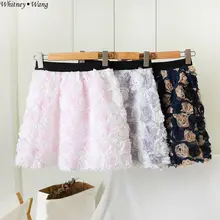 WHITNEY WANG летняя модная уличная одежда с объемными розами Женская юбка faldas юбки для женщин s