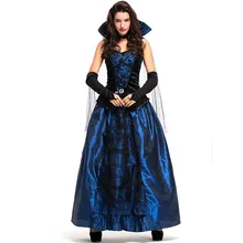 Cosplay halloween carnival party women Blue enchantress court dress Queen Earl dress Vampire suit sorcerer dress/hat adult