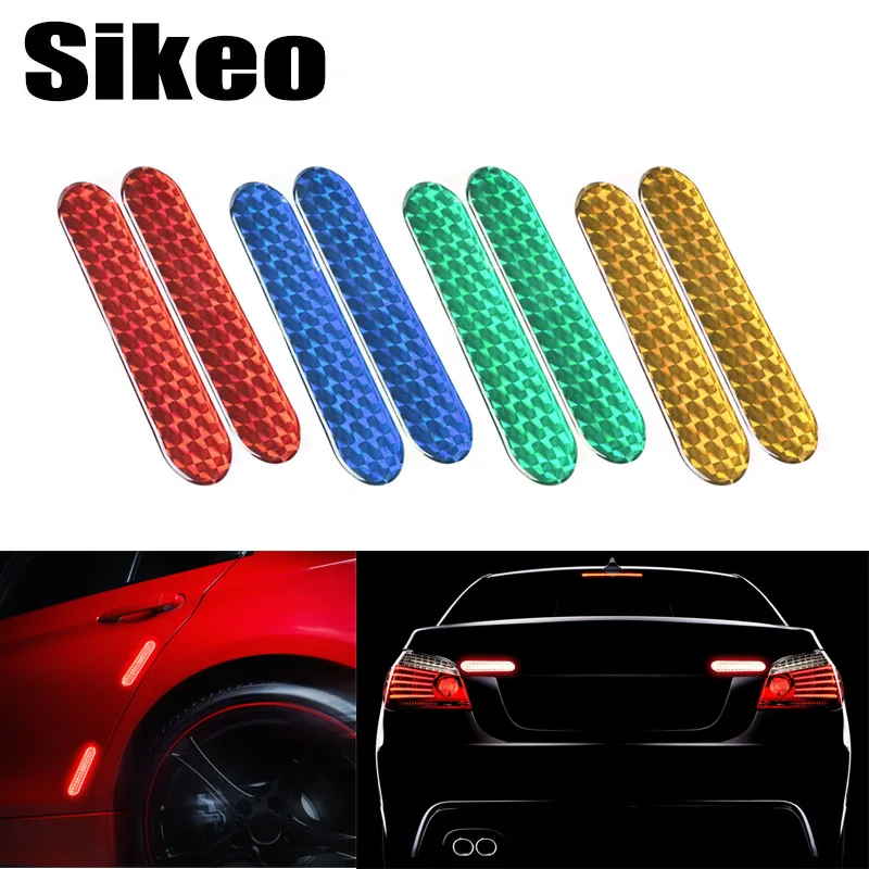 

2pcs Car Door Sticker Decal Warning Tape Car Reflective Stickers Reflective Strips Car-styling 4 Colors Safety Mark Auto Sticker