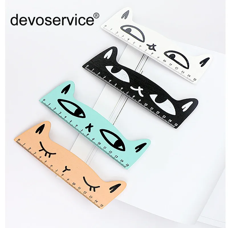 

1Pc 15cm Cartoon Cat Modeling Drawing Wooden Ruler Kawaii Straight Rulers For Student Stationery Gifts Office School Supplies
