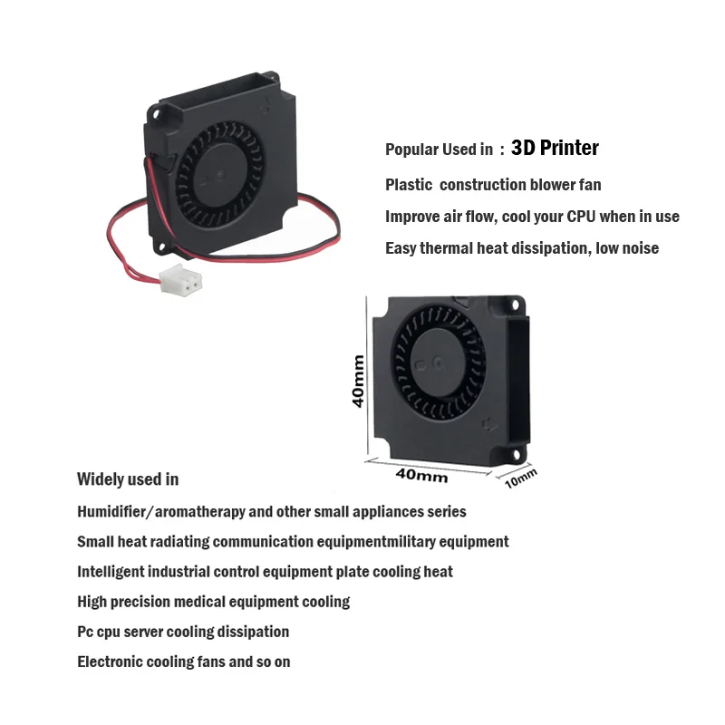2 шт. Gdstime 40 мм 3d принтер вентилятор 12 в 24 в 5 В 4010 вентилятор для принтера охлаждающие аксессуары DC турбо вентилятор Радиальные Вентиляторы 40x40x10 мм