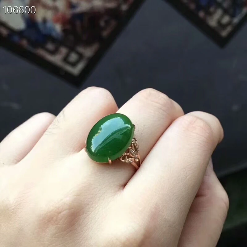 [MeiBaPJ натуральный нефрит шпинат зеленый яшма модное кольцо с драгоценным камнем для женщин Настоящее серебро 925 проба ювелирные изделия