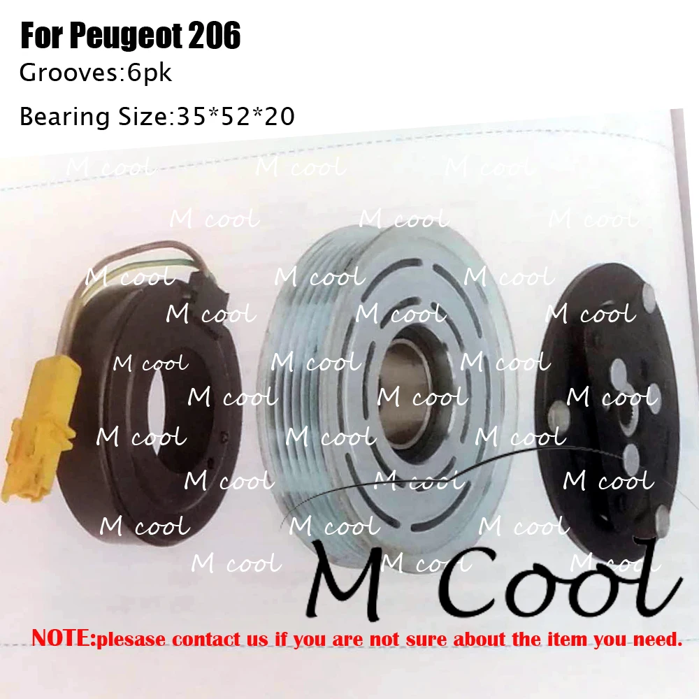 

High Quality Brand New 6V12 AC Compressor Clutch For Peugeot 206 Bearing Size:355220 Pulley Outer Diameter:119mm