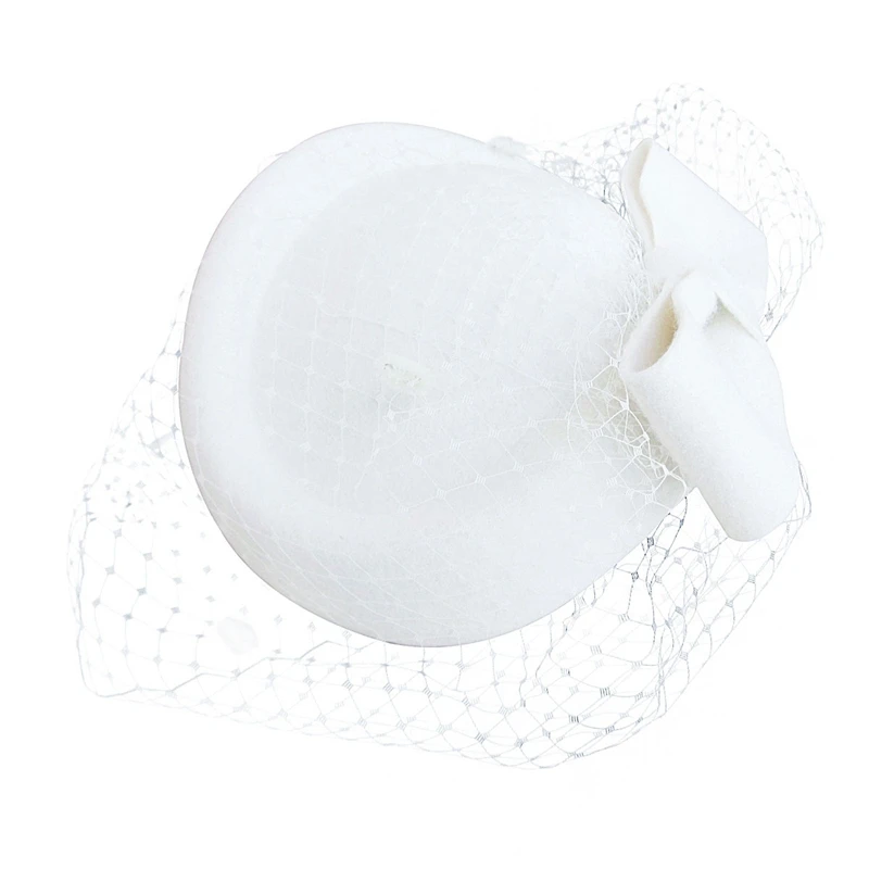 Милый бант Женская Вуаль Сетка войлочная коробочка для таблеток Коктейльные шляпы платье зимняя шляпа Королевский Аскот головные уборы для женщин для свадьбы A082