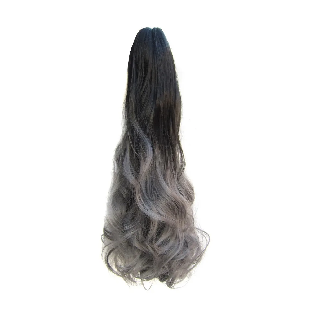 TOPREETY Heat Resistant Synthetic Fiber 160gr 22" 55cm Wavy Claw Clip in/on Ponytail hair extensions Ombre Colors CP-888