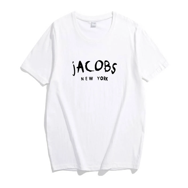 

Jacobs New York Letter Print T-Shirt Aesthetic Casual Fashion Gift Tops Cotton Tumblr Trendy Clothing Tee Shirts
