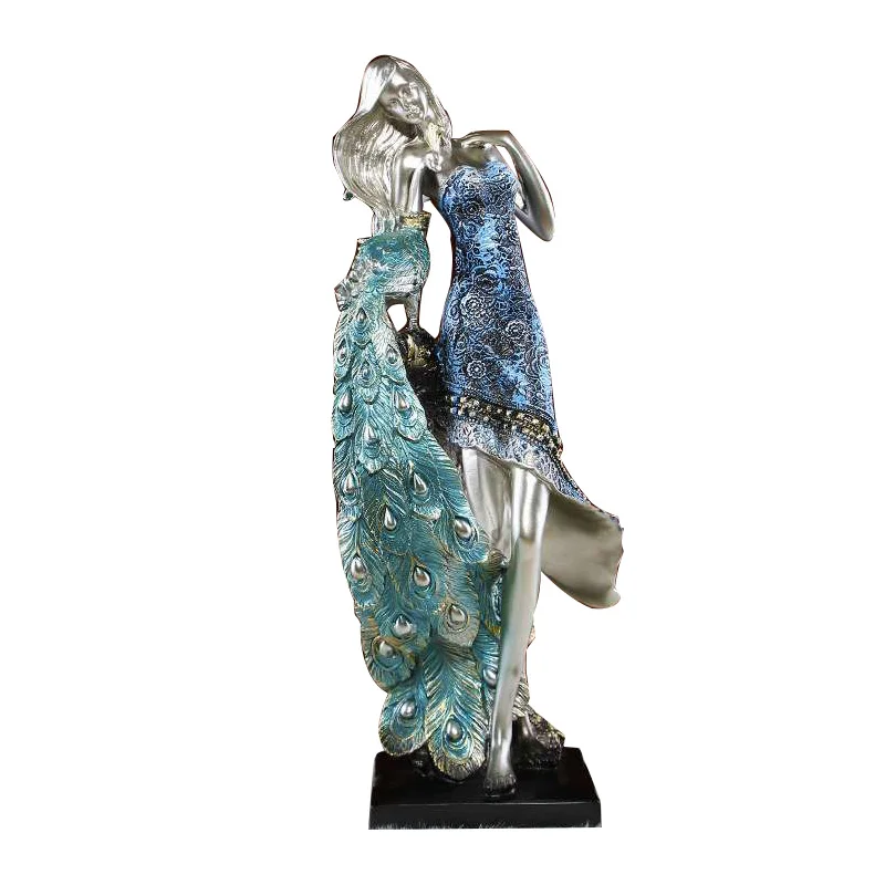 

Europe Abstract Resin Peacock Girl Figurines Ornaments Girl Miniature Home Decor Accessories Living Room Decor Birthday Gifts