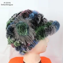 НАТУРАЛЬНЫЙ мех Рекс кролика женщины hat caps зима теплая популярных