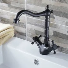 Черный Масло втирают латунный смеситель с двумя вентилями поворотный носик кран и смеситель для кухонной раковины кран Chg010