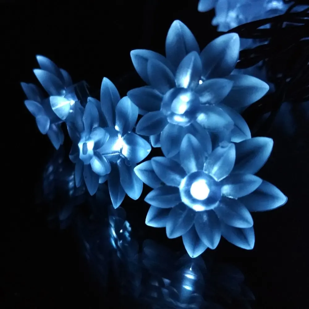 Powered Double Lotus Flower Xmas Party String Light Romantic (6)