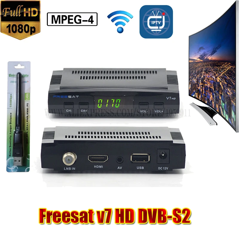 

Freesat V7 Satellite Receiver Power VU HD Satellite TV BOX With IPTV USB WIFI Set Top Box