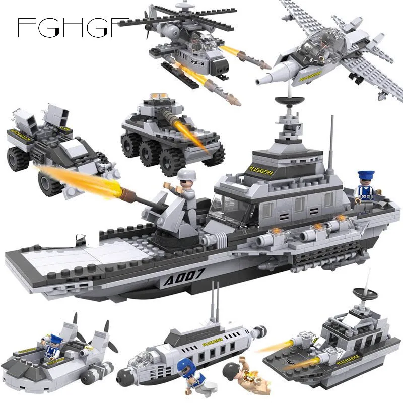 

732pcs Legoings Technic 8 In 1 Can Build 25 Models Military Ship DIY Model Building Blocks Kits Boys Gifts Kid's Fun