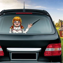 Horror Annabelle Rimovibile Agitando Tergicristallo PVC Lunotto posteriore Tergicristallo 3D Adesivi Parabrezza Posteriore Accessori Auto Decorazione Auto-styling
