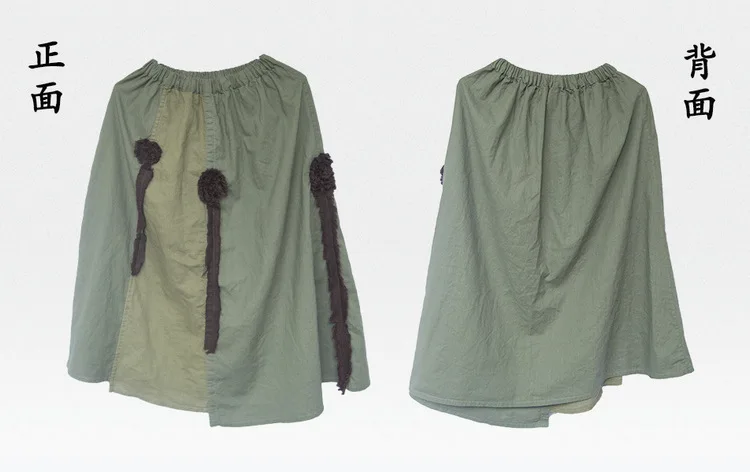 Новинка, осенняя Женская хлопковая льняная длинная юбка макси с цветочной аппликацией