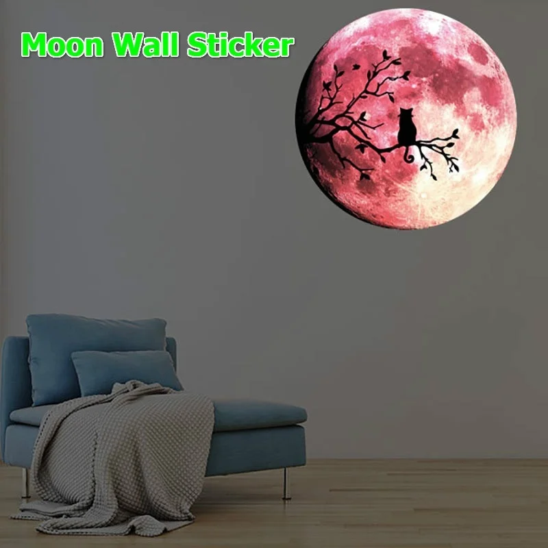 

Creative Night Light Moon Wall Sticker Halloween Decoration Sticker Fluorescent Sticker Branch Cat Night Light Sticker