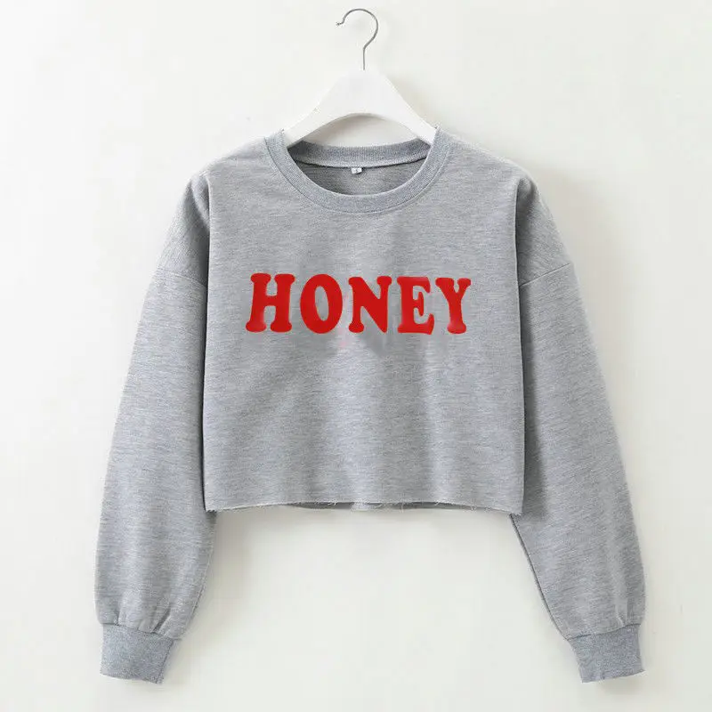 YUNY Womens Hit Color Long-Sleeve Pullover Autumn Crop Tops Sweatshirts White L