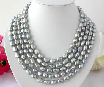 

NEW long 100" 8-9mm baroque freshwater pearl necklace AAA