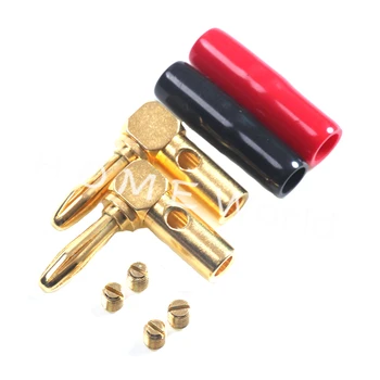 

8Pcs Right Angle Gold 4mm Banana Plug Audio Speaker Cable Connectors Screw Type Plated Musical Speaker Cable Wire Plug