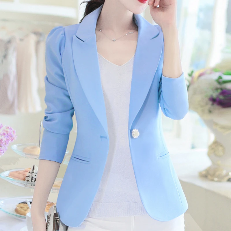 

Women's small suit 2019 autumn new temperament Slim long sleeve single buckle small suit jacket elegant casual jacket