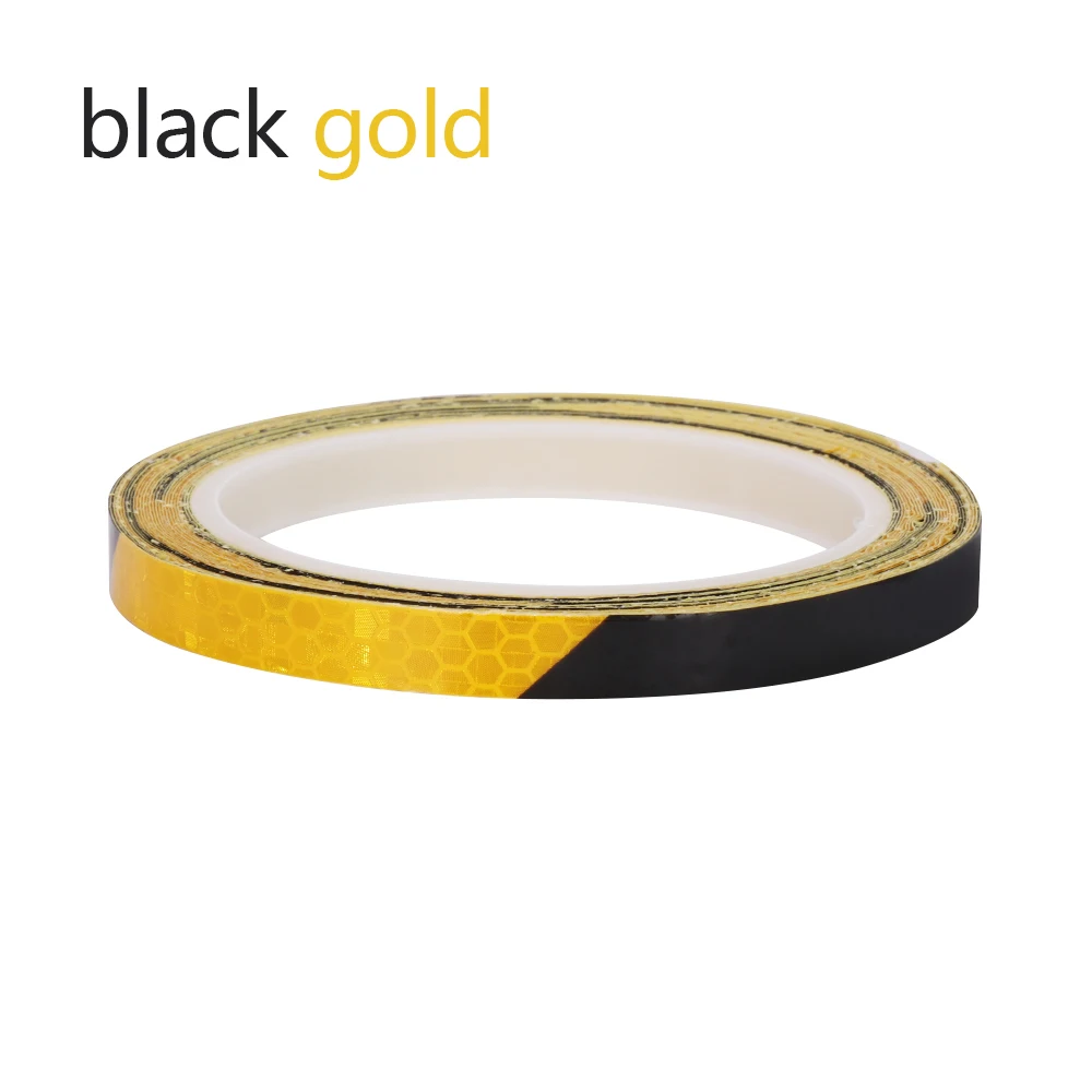 black gold 8 м колеса Светоотражающая Стикеры обод световой Предупреждение лента велосипедный отражатель лампа дневного света для велосипеда автомобиля мотоцикла Светоотражающая наклейка Стик - Цвет: black gold