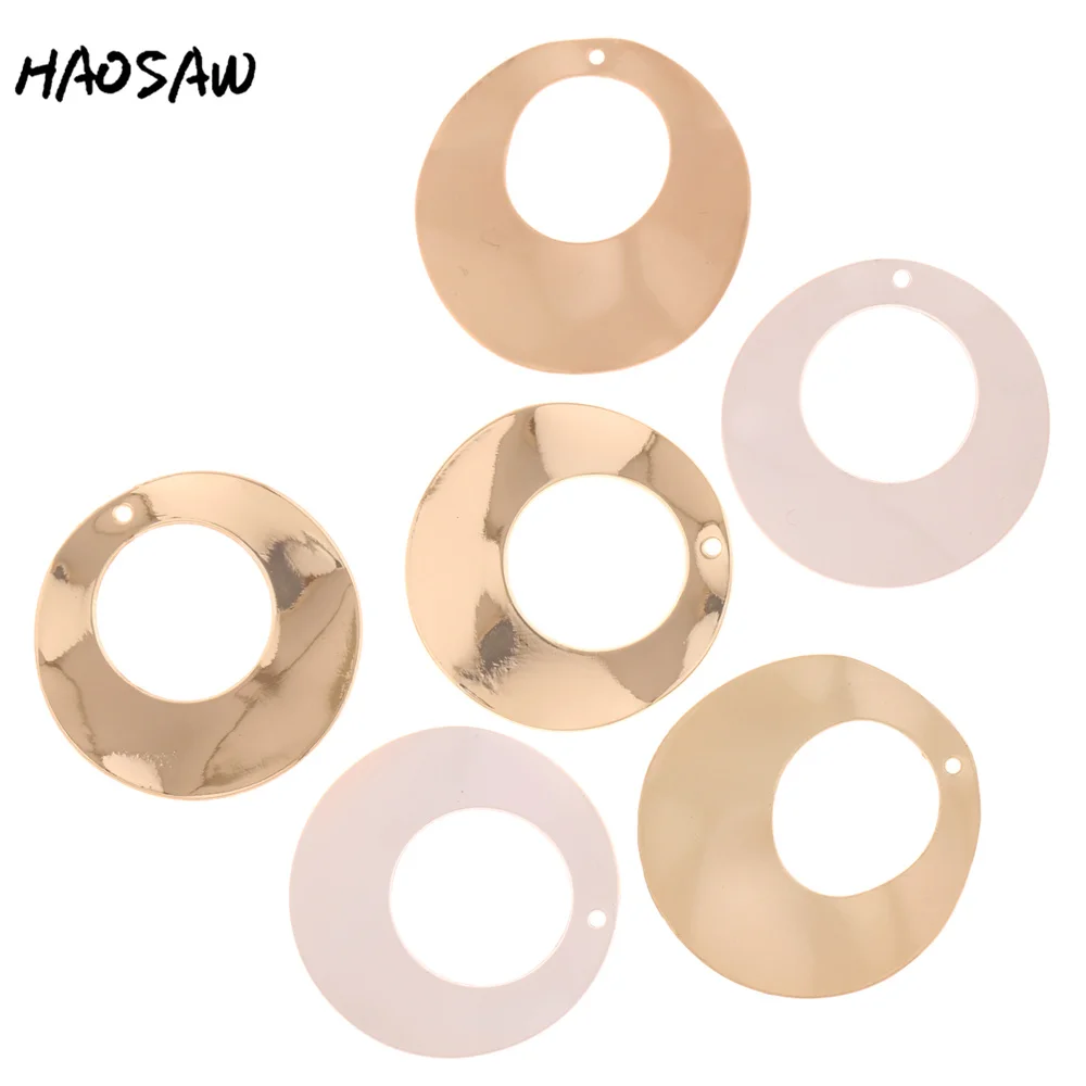 

HAOSAW 32MM 6Pcs/Lot Matte Silver Round Charm Earring Accessories Parts/Jewelry Findings/Earrings Accessories Making