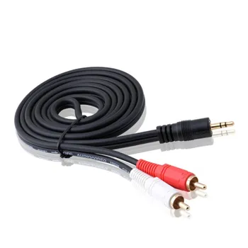 

100PCS High Quality 1.3 M 3.5mm Stereo mini Jack to 2 RCA Audio Adapter Cable Lead meters computer audio line speaker cable