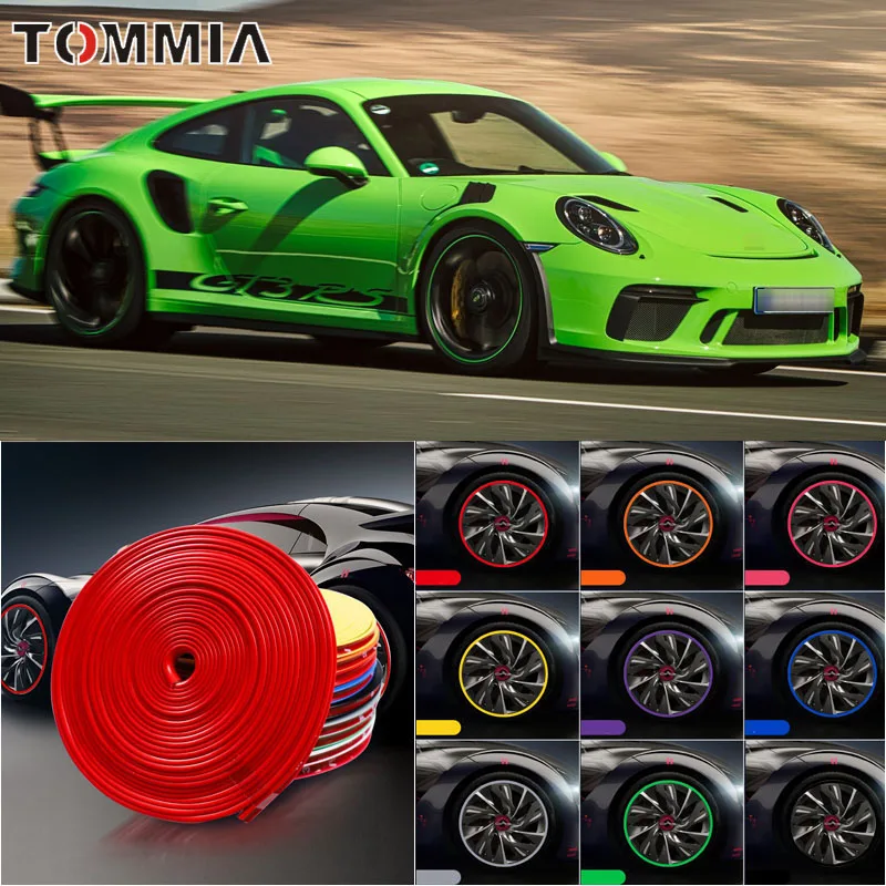 

8M Car Wheel Hub Rim Edge Protector Ring Tire Strip Guard Rubber Decals For Porsche 911