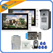 9 дюймов проводной видеодомофон домофон 2 монитора+ 1 RFID доступ ИК 700TVL камера+ электрический контроль дверной замок