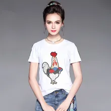 OUYALIN Плюс Размер Женская летняя футболка Новинка короткий рукав вышивка белый хлопок топы L до XXXL 4XL 5XL