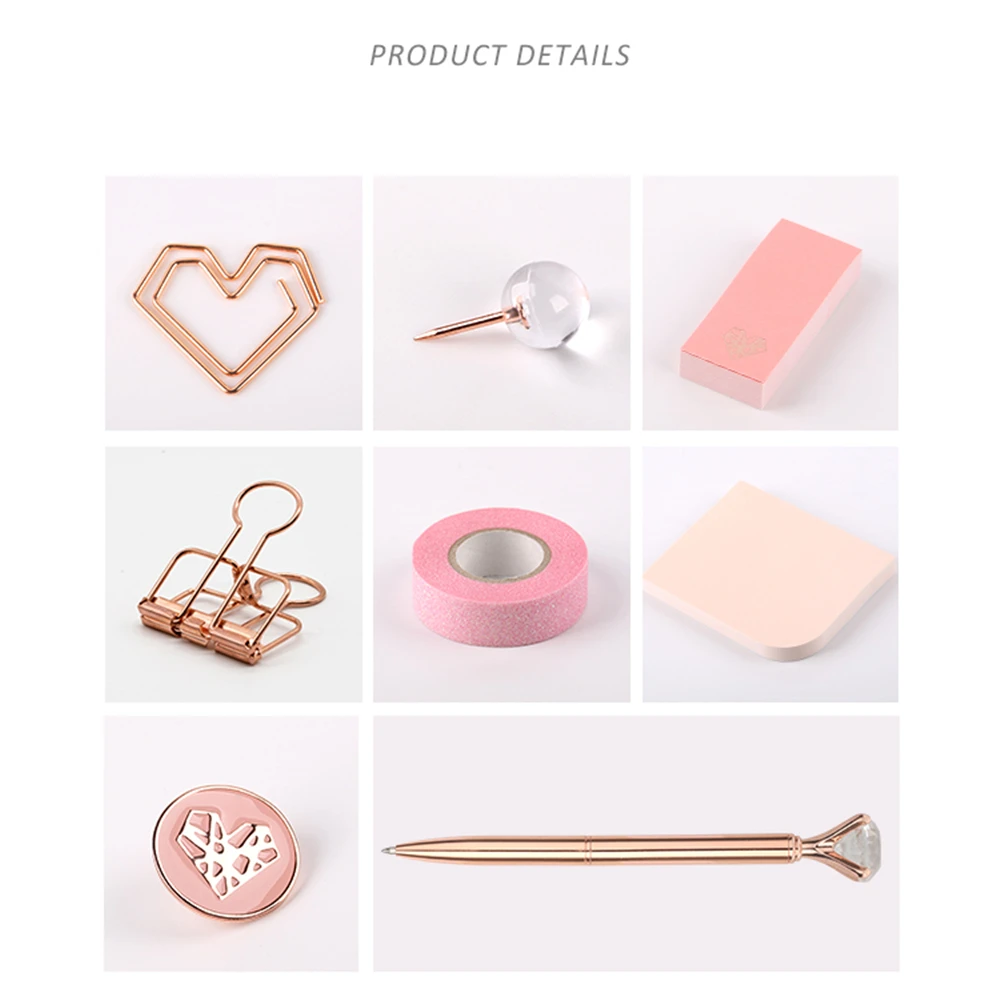 rose gold school office stationary gift set items