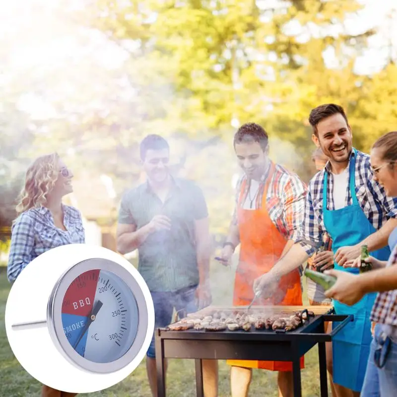 

300 Degrees Thermometer BBQ Smoke Grill Oven Temperature Gauge Outdoor Camp Tool