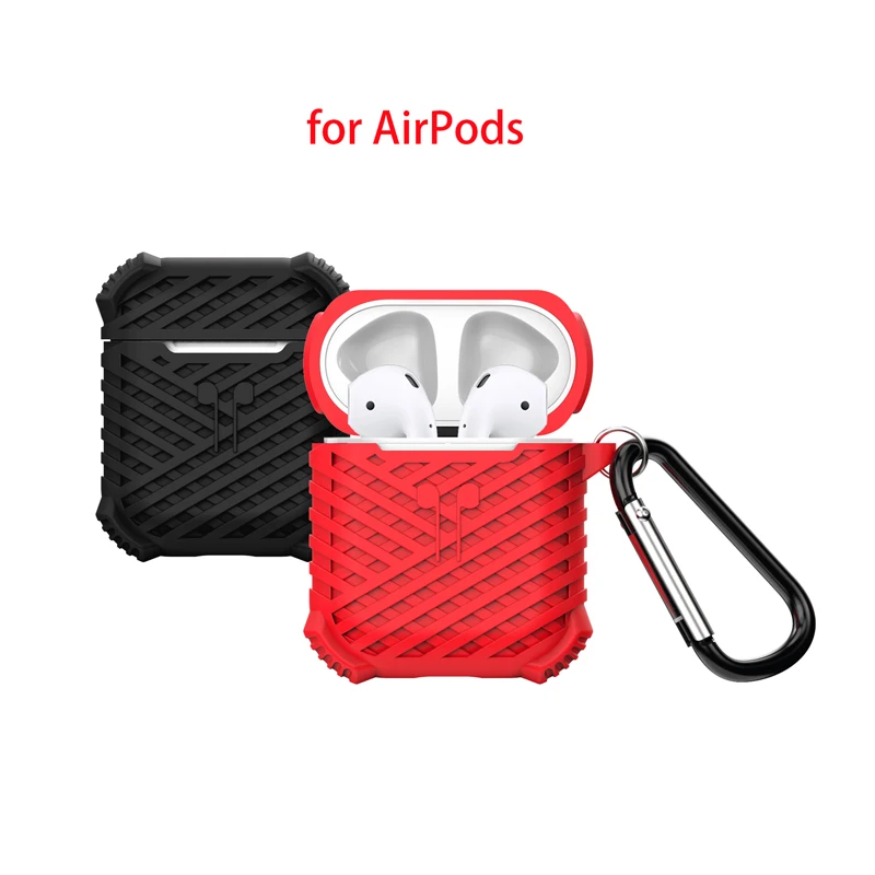 

Silicone Protective Shockproof Cover Shell Skin Storage with Carabiner for Apple Airpods Earphone Travel in Gift Box