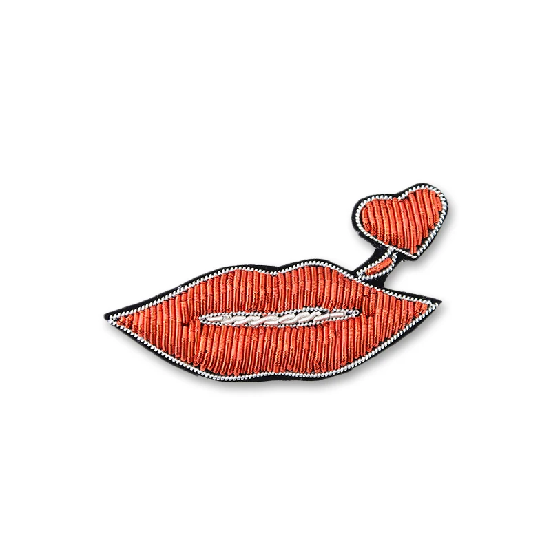 

embroidery india silk pin on patch lovelip brooch badges for clothes apliques de roupa patches para vestuario parches