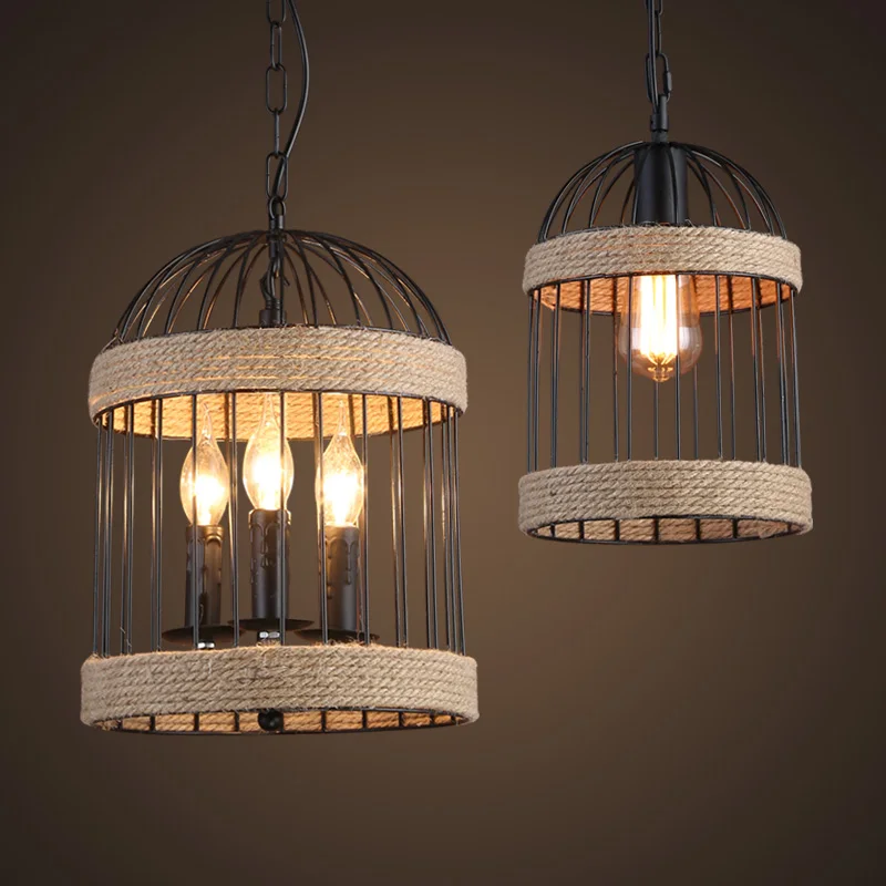 

Retro industry wind rope wrought iron birdcage pendant creative cafe bar clothing store aisle retro Pendant Lights GY86 lo10