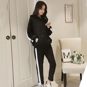

Autumn Tracksuit Long Sleeve Thicken Hooded Sweatshirts Casual Set Women Clothing 2 Piece Set Tops+Pants Sporting Suit Female H9
