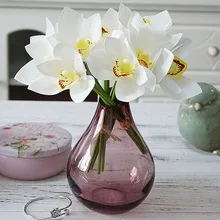 Искусственный настоящий имитирующий Цимбидиум, маленький цветок орхидеи, руки в руках, искусственные цветы для свадебной вечеринки, Декор для дома и сада