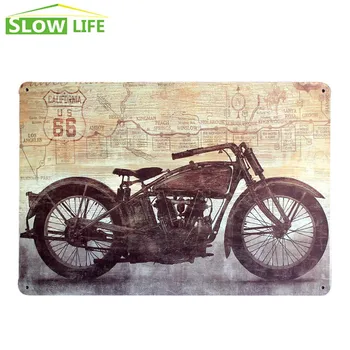 HD Motorcycle On Route 66 Metal Tin Sign Bar\Karaoke Wall Decor Metal Sign Vintage Home Decor Metal Plate Retro Metal Plaque