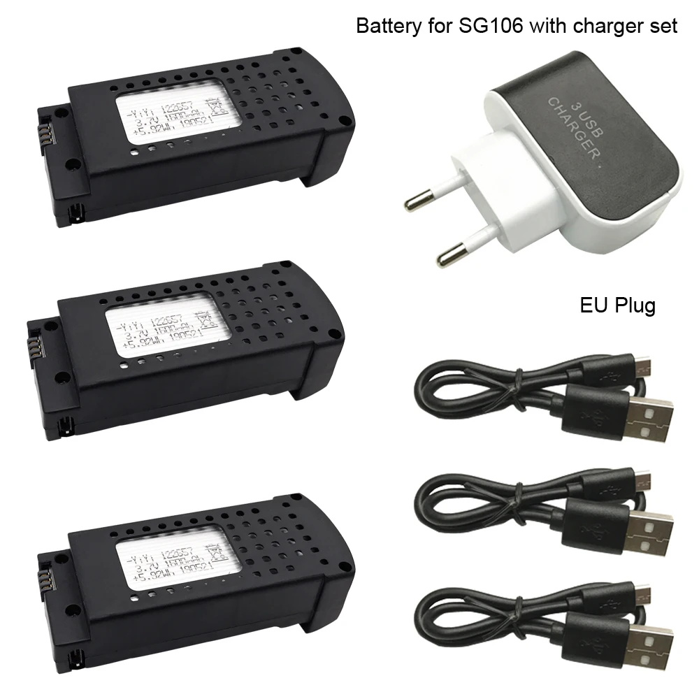 

Аккумулятор для радиоуправляемого квадрокоптера SG106, запасная часть с зарядным устройством, 3,7 в, 1600 мАч, литий-полимерный аккумулятор, набор USB-кабелей, Аккумулятор 3,7 в для SG106