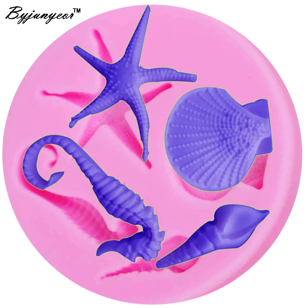 Byjunyeor Conch shell UV Resin Silicone Mold Fondant Chocolate Candy Gumpaste Lollipop Crystal Epoxy Soft Clay Bake Tools | Дом и сад