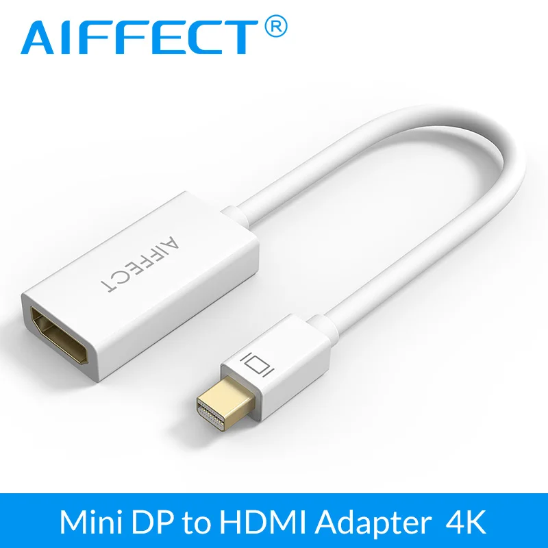 

AIFFECT Mini DP to HDMI UHD Adapter Mini DisplayPort Male Thunderbolt Port Compatible to HDMI Female 4K Ultra HD Cable Converter