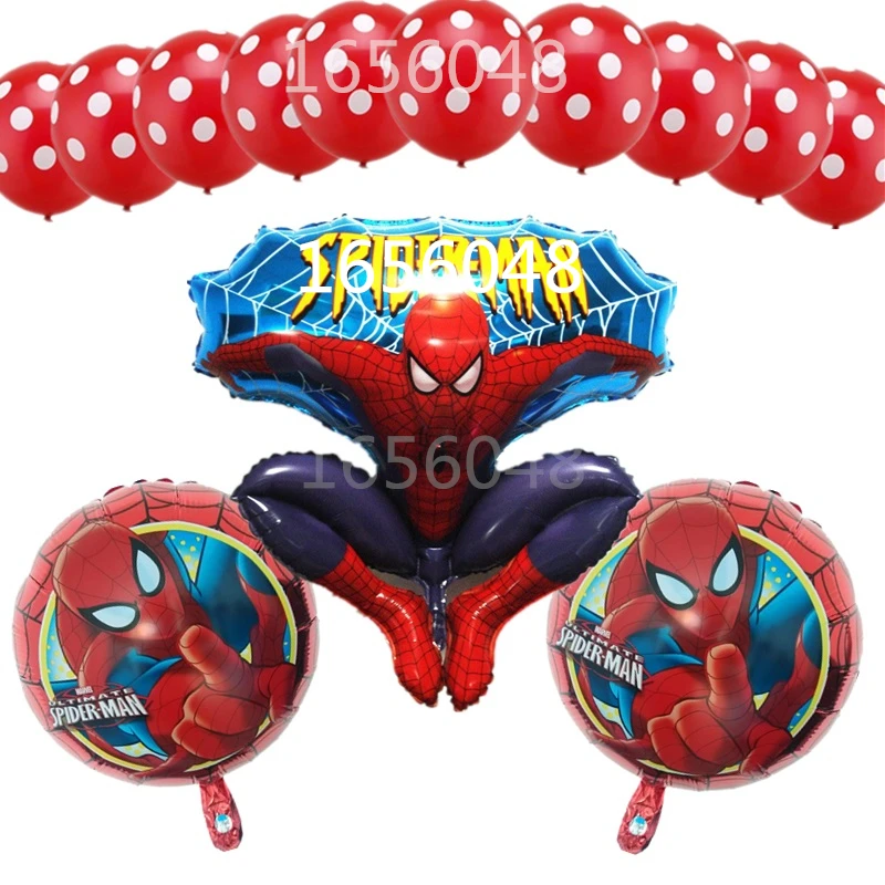 

13pcs/lot spiderman balloon Latex Polka Dots Balloon spider man party inflatable helium foil balloons birthday party decoration