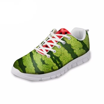 

NOISYDESIGNS 2018 Autumn Women's Lace-up Flat Shoes Fashion 3D Fruits Printed Women Light Mesh Shoes Female Student Casual Shoes