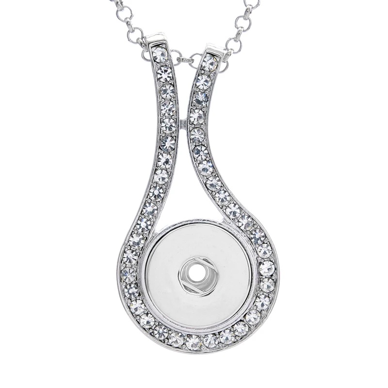 

Trendy Rhinestone Elegant pendant snap necklace 60cm fit 18MM snap buttons Fashion jewelry DIY accessories XL0003