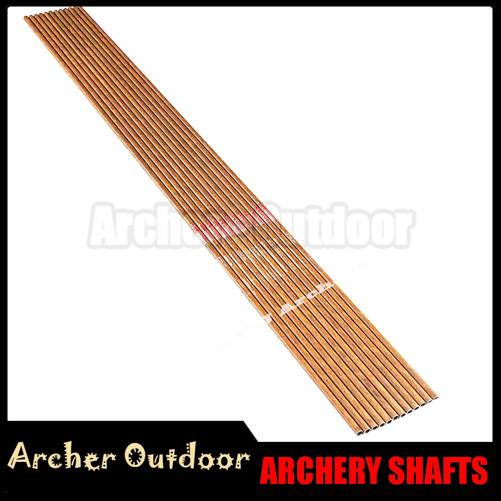 

6/12 Linkboy Archery Wood Skin Pure Carbon Arrow Shaft Spine 400 450 500 600 32inch Accessory DIY Bow Archery Hunting Shooting