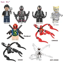 Одиночные герои Веном Карнаж анти-Веном Дэдпул Черная пантера женский бунт Эдвард Брок строительные блоки игрушки для детей